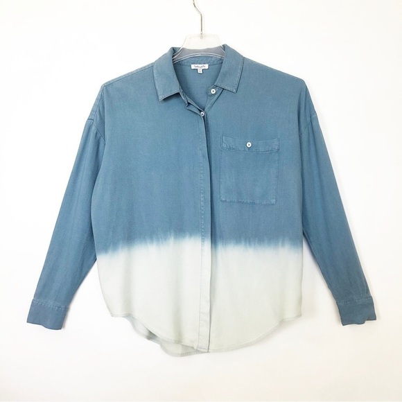 SPLENDID XS Blue chambray Bleach Dip Dyed Boyfriend Shirt - Picture 2 of 8